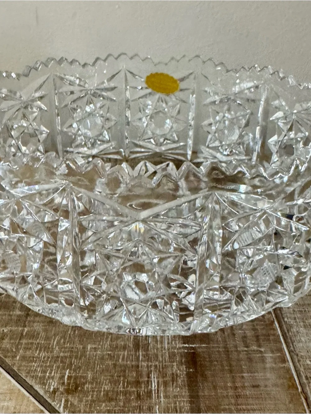 Vintage West German Hand Cut Lead Crystal Bowl 24% PbO Scalloped Starburs